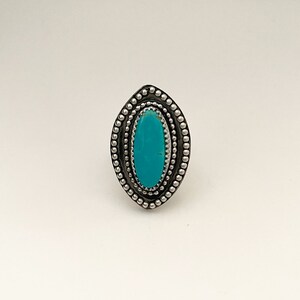 Handcrafted One of A Kind Ring with Kings Manassa Turquoise in 925 Sterling Silver Size 7.5 Adjustable