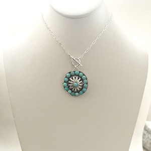 Handcrafted One of a Kind Necklace with Natural Turquoise Mountain Turquoise in 925 Sterling Silver
