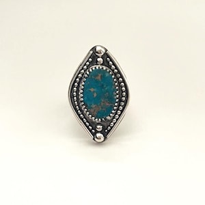 Handcrafted One of A Kind Ring with Ithaca Peak Turquoise in 925 Sterling Silver Size 8.5 Adjustable