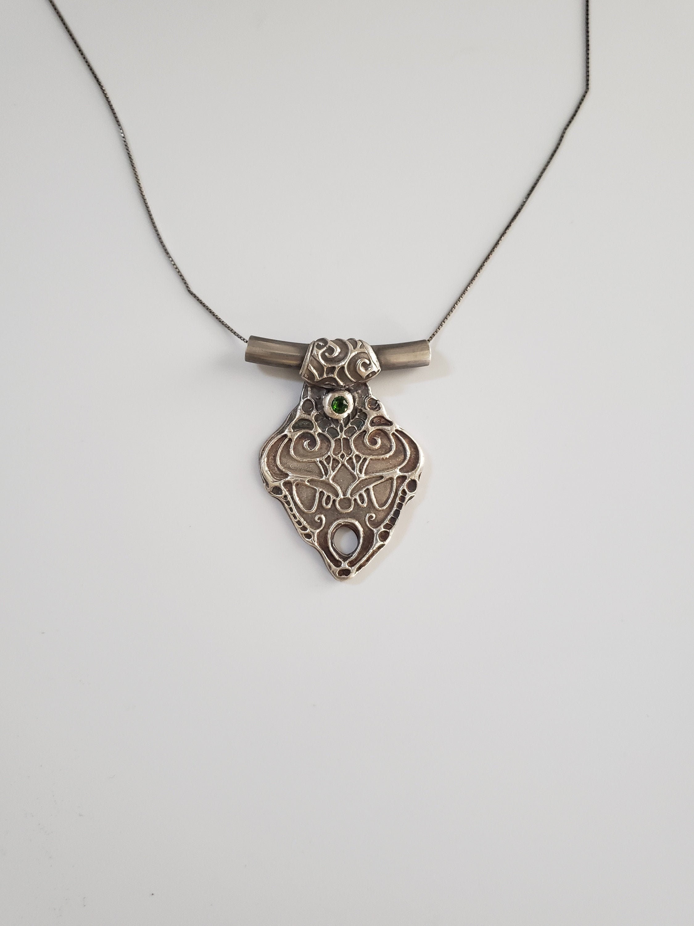 Handcrafted Fine Silver .999 Pendant with Natural Chrome Etsy