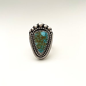 Handcrafted One of A Kind Ring with Natural Kingman Waterweb Turquoise Size 7.5 Adjustable in 925 Sterling Silver