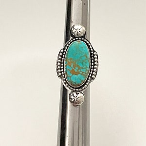 Handcrafted One of A Kind Ring with Kings Manassa Turquoise in 925 Sterling Silver Size 7 Adjustable