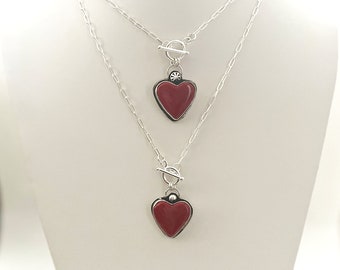 Handcrafted One of a Kind Rosarita Heart Necklaces in 925 Sterling Silver