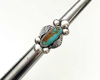 Handcrafted One of A Kind Ring with Kings Manassa Turquoise in 925 Sterling Silver Size Adjustable 8