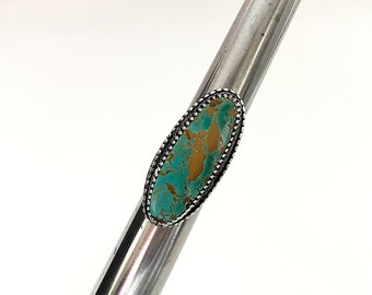 Handcrafted One of A Kind Ring with Kings Manassa Turquoise in 925 Sterling Silver Size Adjustable 8