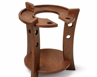 Small Wooden Side Table – Modern Minimal Accent Table – Compact Round End Table – Dark Wood Decor Table