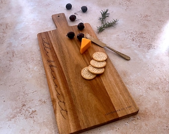 Personalized Acacia Charcuterie Board: Engraved Wedding Gift