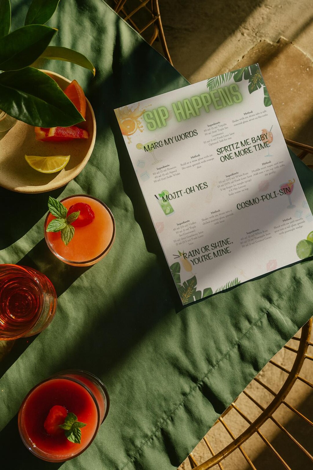 Sip Happens Cocktail Menu | Funny Printable Bar Sign | Digital Download ...