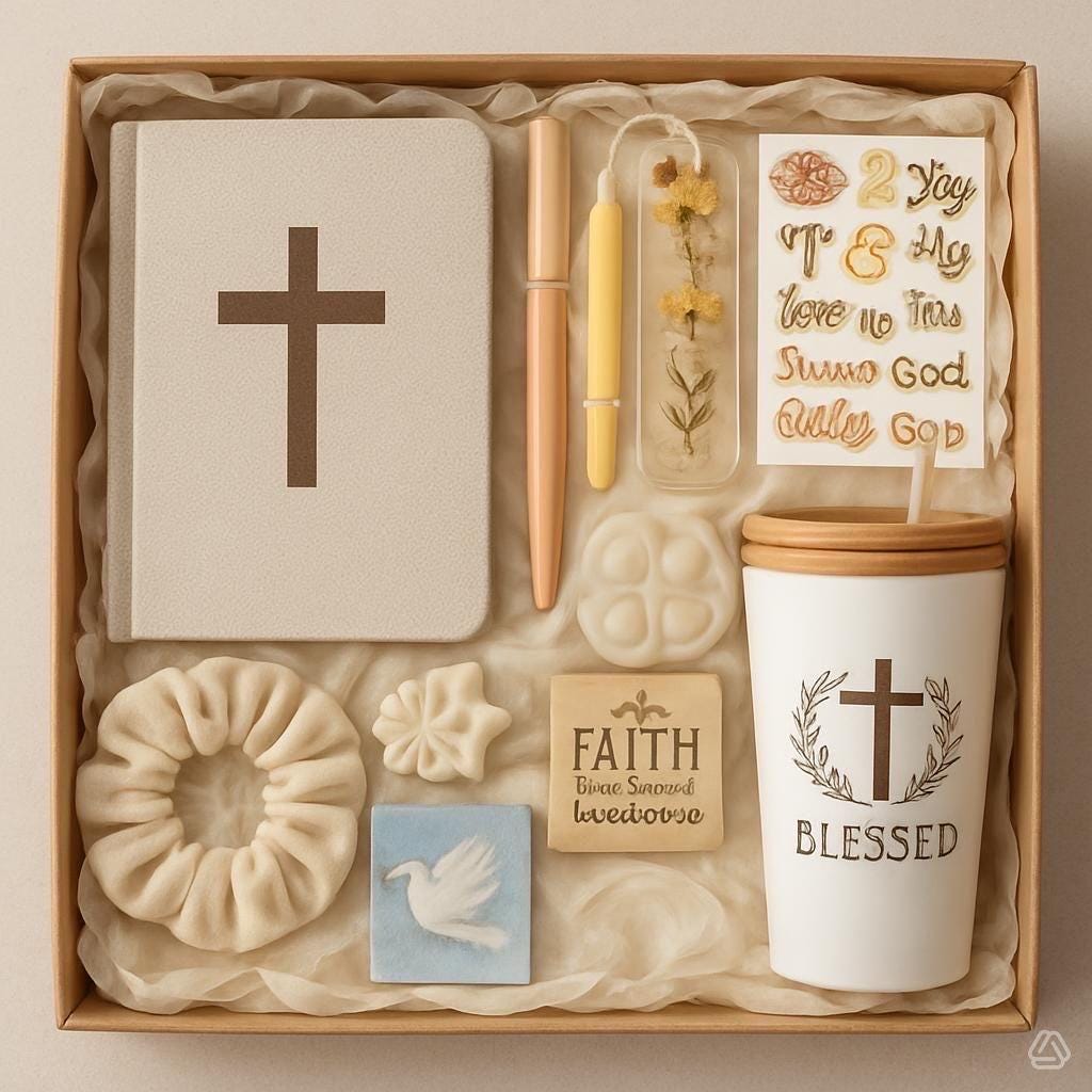 Christian Mystery Gift Box – Faith Inspired Treasures, Journal, Glass ...