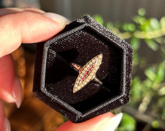 Antique Victorian Pearl and Paste Navette Ring