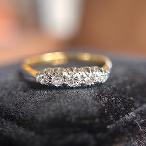 Antique Edwardian Old Mine Cut Diamond Ring, 18K gold and platinum