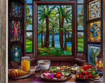 Kitchen View Stained Glass Look Tile: Smooth Glossy Ceramic Tile for Home Decor