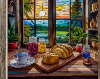 Kitchen View Stained Glass Look Tile: Smooth Glossy Ceramic Tile for Home Decor