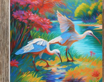 Florida Ibis Wildlife Birds Tile: Glossy Smooth Ceramic Tile for Home Decor
