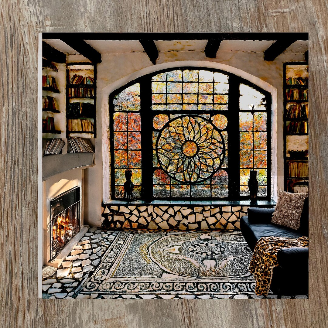 Library Art Tile: Home Decor, Glossy Smooth Ceramic - Etsy