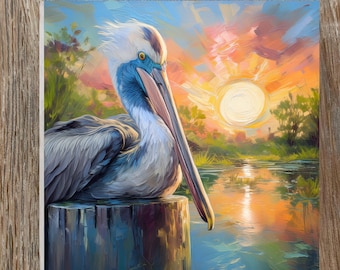 Resting Pelican Tile: Glossy Ceramic Tile for Home Decor