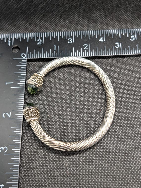 Vintage Unsigned Silvertone Cable Cuff Bracelet w… - image 7