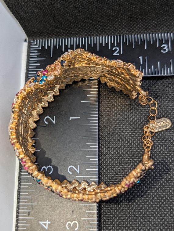 Vintage Natasha Rhinestone Cuff Bracelet – Flexib… - image 6