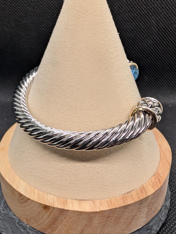 Unsigned Designer-Inspired Silver Tone Cable Cuff… - image 6