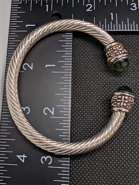 Vintage Unsigned Silvertone Cable Cuff Bracelet w… - image 4