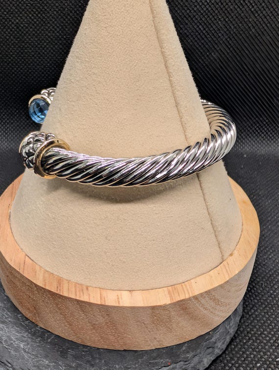 Unsigned Designer-Inspired Silver Tone Cable Cuff… - image 3