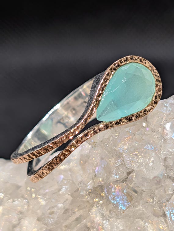 Bora Yasar 925 Sterling Silver Seafoam Chalcedony Ring | Brutalist Artisan Jewelry Size 8
