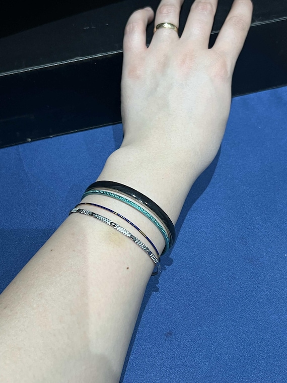 Vintage Stackable Bangle Set - 4 Piece Mixed Meta… - image 1