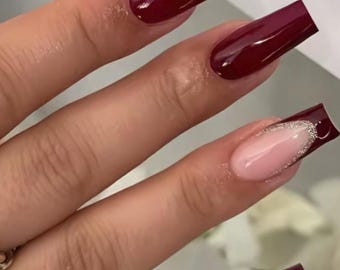 Elegant Burgundy Square Nails – Classy Press On Nails for Any Occasion