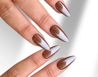 Glossy Dark Brown Press On Nails | Reusable False Nails