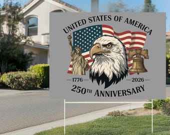 America 250 Yard Sign, 1776–2026 Patriotic Lawn Decor, Semiquincentennial Outdoor Sign, USA 250th Anniversary Yard Decoration