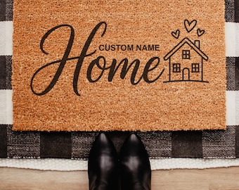 Brush Door Mat Personalised Front Door Mat Custom Printed First Home Couple's Gift Couple's Home