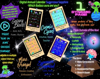 2026 Digital Calendar (Supernova Sapphire) | Full Year | Sunday Start | 12 Month Plan | Yearly at a Glance | Personal Organizer | Busy Life