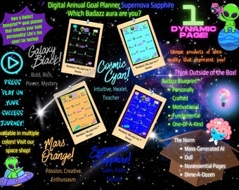 Annual Goal Planner (Supernova Sapphire) | Personal Growth Workbook | Life Improvement | Yearly Forecast | Diary Accessories | Life Mapping
