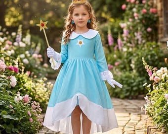 Blue Princess Dress with Crown and Wand | Long Sleeve Gown | Birthday Costume Outfit