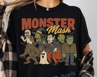 Monster Mash PNG | Vintage Halloween Clipart | Classic Monsters Sublimation Design | Retro Spooky Digital Download