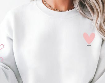 Valentine's Day Sweatshirt Pink Bow Love Galentine's Crewneck Girlfriend Valentine's Day Gift Trendy Valentine's Day Pullover Sweater