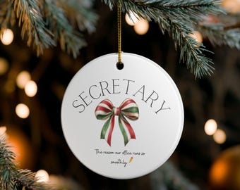 Secretary Ceramic Christmas Ornament Gift for Administrative Assistant Employee Appreciation Day Christmas or Birthday Gift