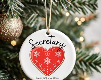 Secretary Ceramic Christmas Ornament Gift for Administrative Assistant Employee Appreciation Day Christmas or Valentines Day Gift