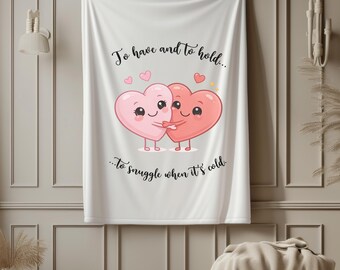 Valentines Day Gift for the Special Someone Blanket Husband and Wife Gift Newlyweds Hugging Hearts Anniversary Gift Blanket