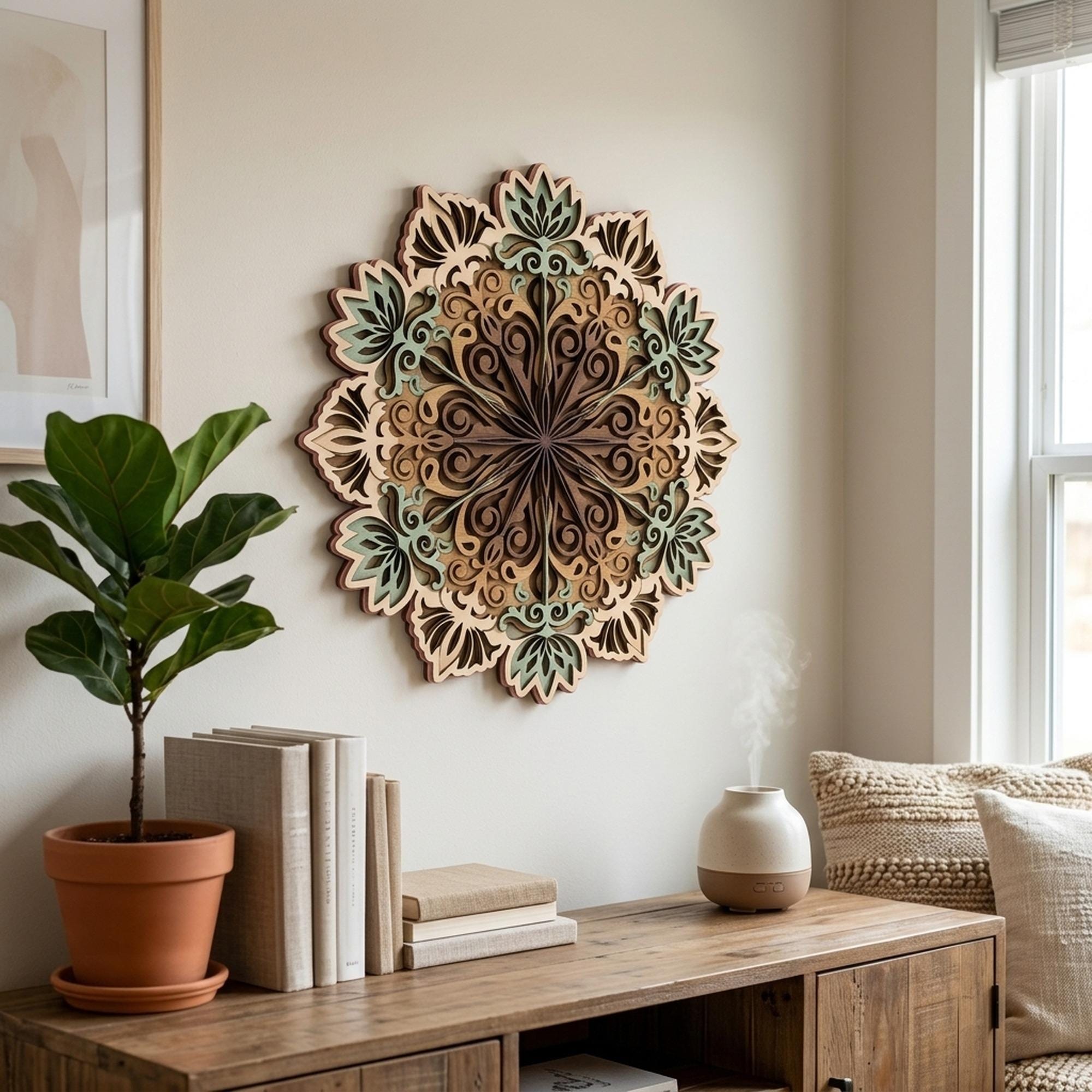 Layered Floral Mandala SVG | 3D Wood Wall Art Laser File | DXF AI - Etsy