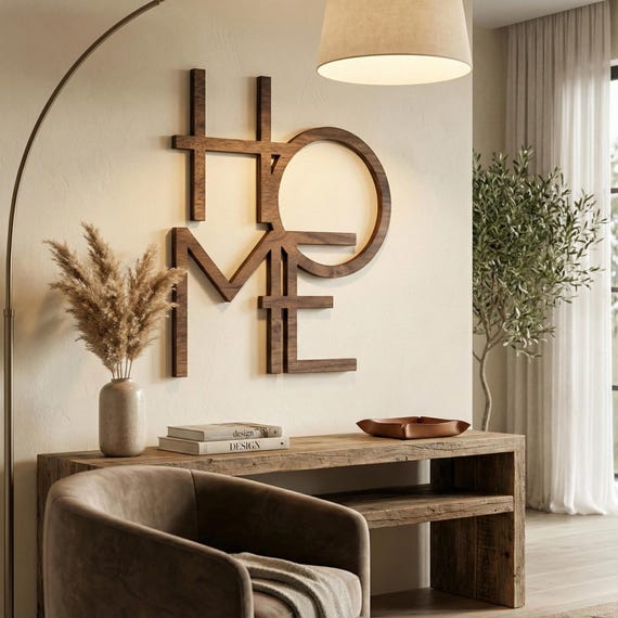 Modern HOME Sign Laser Cut File SVG DXF for Wall Art & Standing Decor