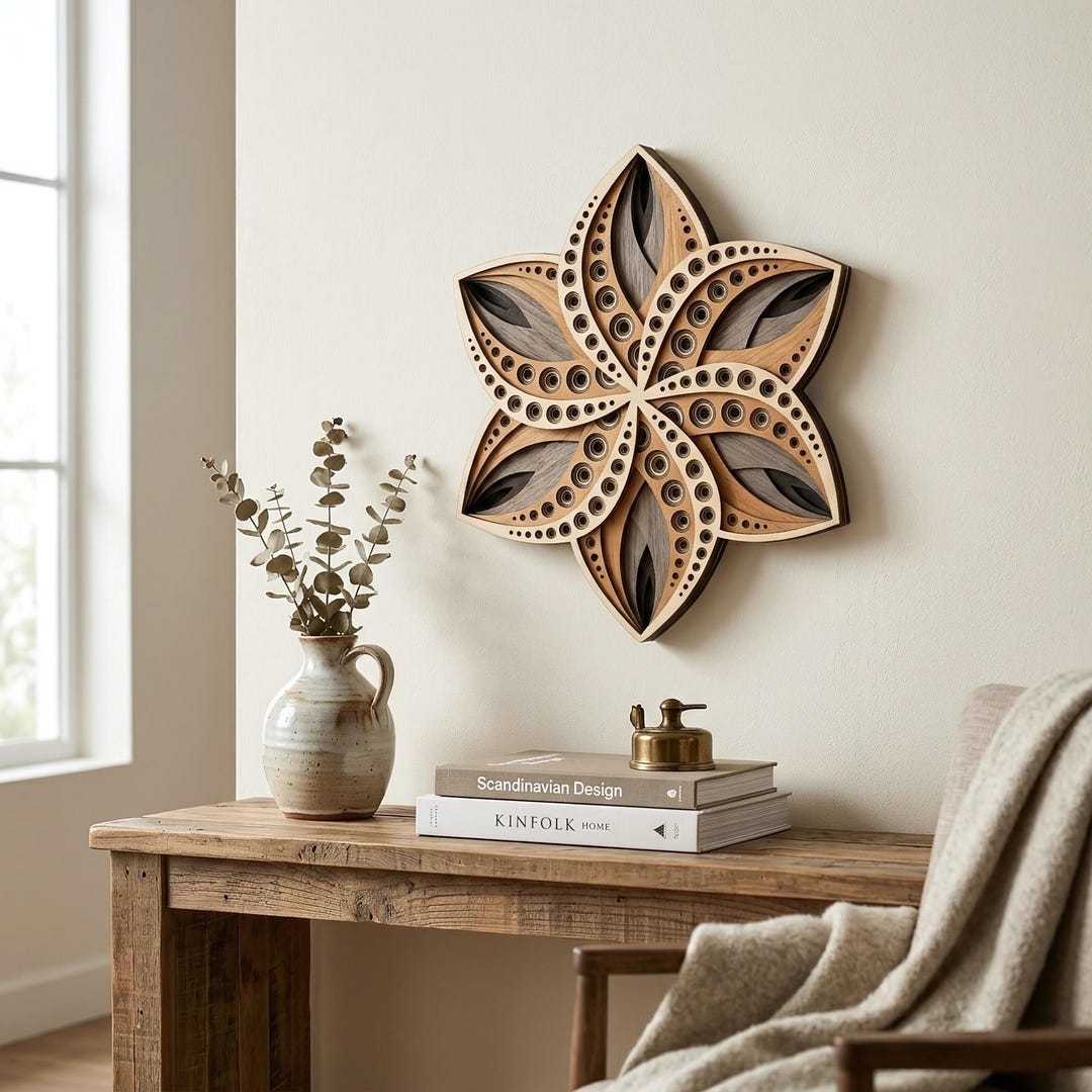 3D Layered Floral Mandala SVG | Boho Scandinavian Wall Art Laser Cut ...