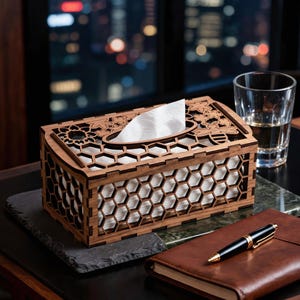 Laser Cut Tissue Box SVG, Floral Wooden Napkin Dispenser Cover File DXF