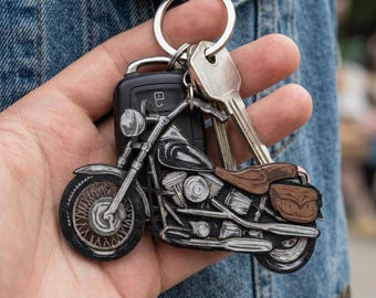 Layered Motorcycle Laser Cut-fil, Classic Chopper SVG för Glowforge och CNC