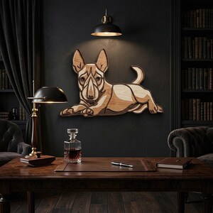 Regalo per amanti dei cani / Quadro da parete a 4 strati con Bull Terrier / Modello per ritratto di animale domestico tagliato al laser (SVG, DXF, AI)