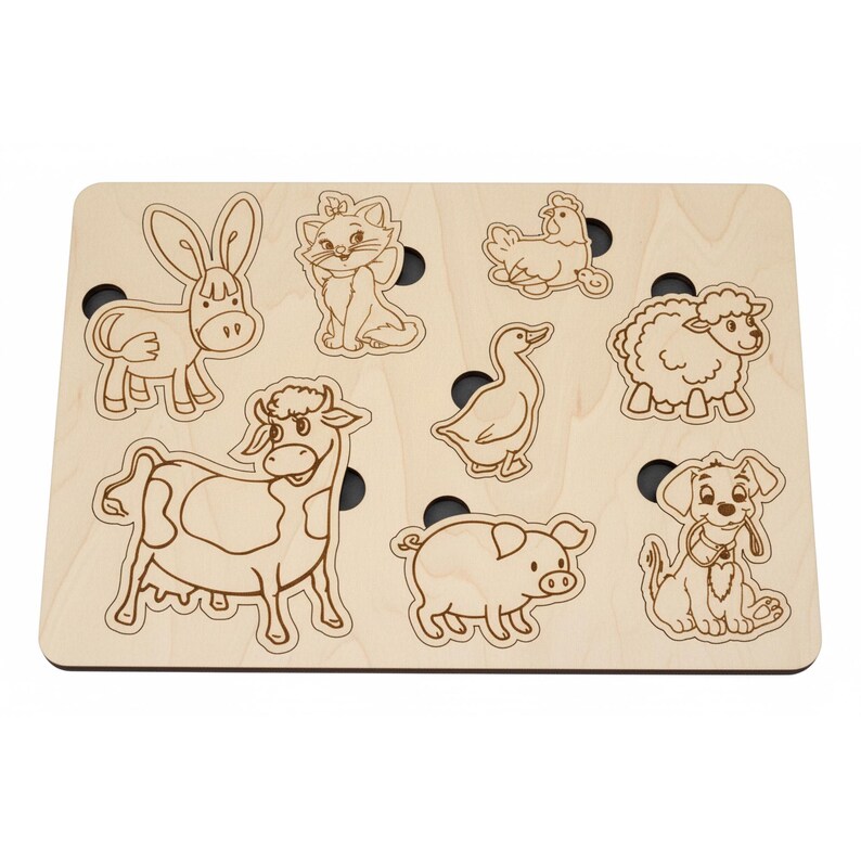 Farm Animal Puzzle SVG - Laser Cut Files for Kids Wooden Toy ...