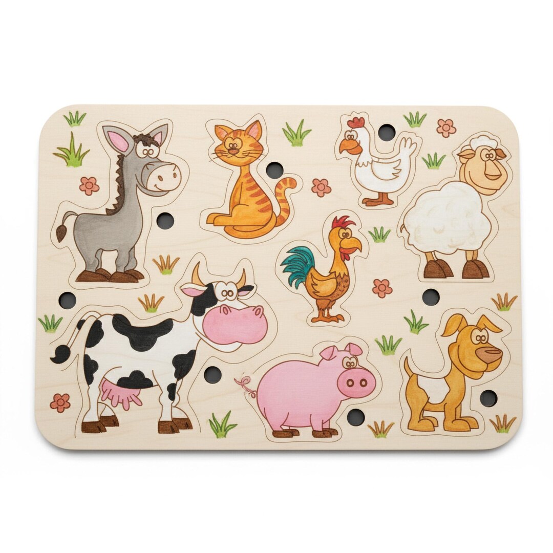 Farm Animal Puzzle SVG Montessori Learning Board Laser Cut Files ...
