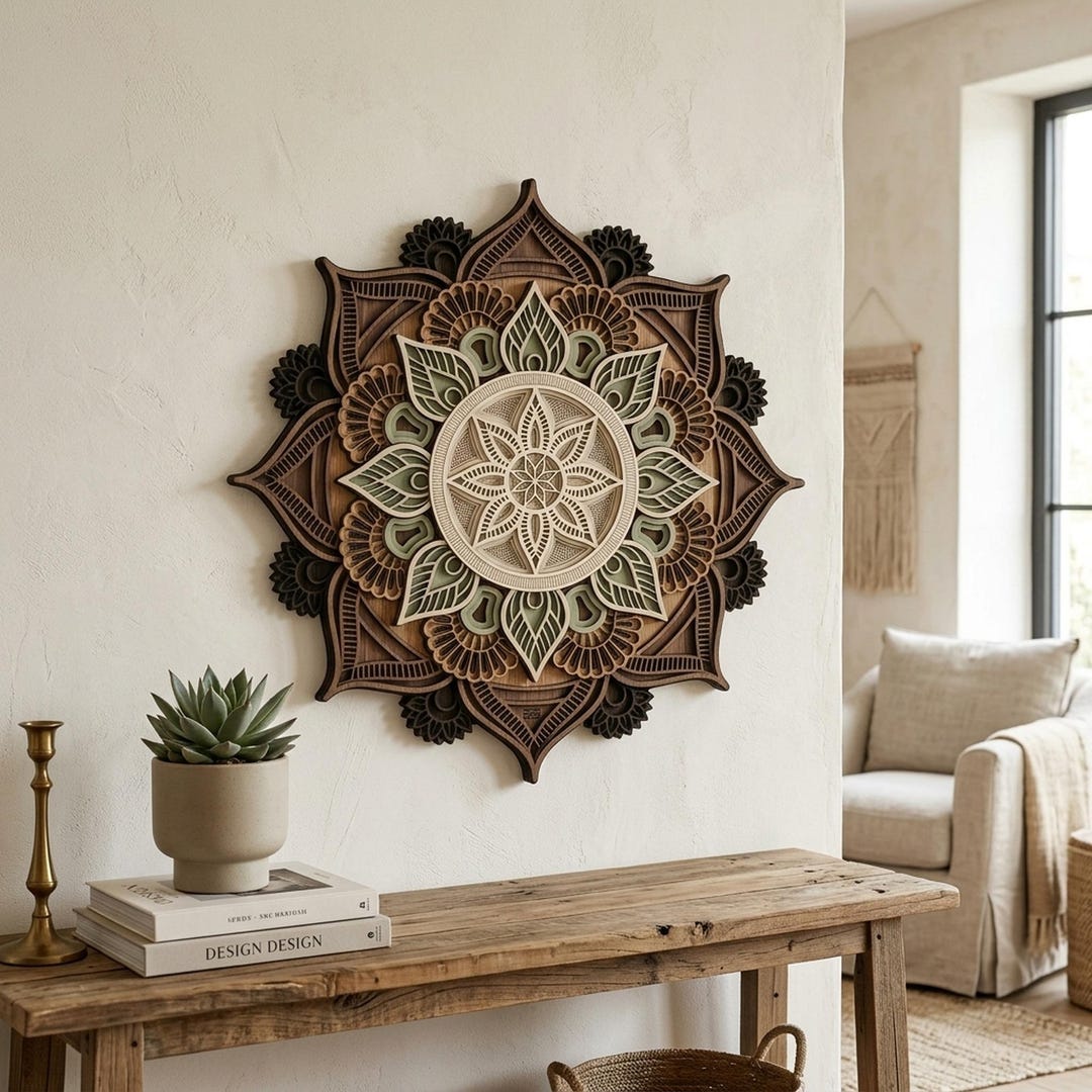 3D Layered Mandala SVG Wall Art | Laser Cut File DXF AI | Boho Wood ...
