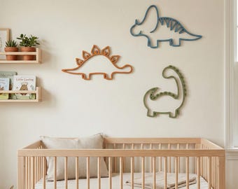 Dinosaur SVG Bundle, Nursery Wall Art Files, Stegosaurus Triceratops Outlines, Glowforge CNC Decor