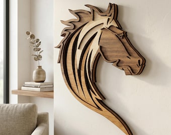 Horse Head SVG, 3D Layered Wall Art, Laser Cut Horse File, 4 Layer Decor
